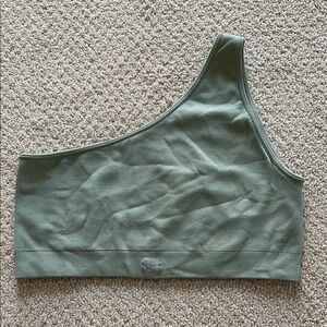 SET Active sage green one shoulder bra top Medium